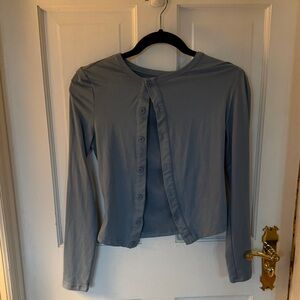 Women's Long Sleeve Button-Front Top - Slate Gray